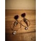 Boucles d'oreilles dorées coeur rouge velours Skullbird