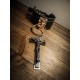 Collier cuir noir vegan doré Skull Crucifix Alexandra