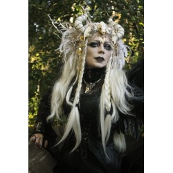 Collier camée chaines argenté witch Spiky skullbird Barbie Goth