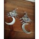 Boucles d'oreilles argentées chaines Pentagram Lune Kristiana