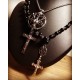 Rosaire chapelet perles noires mixte poing américain croix 666 Nicolas Poison 666
