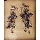Boucles d'oreilles argentées chaines 666 Crucifix Kristiana 666