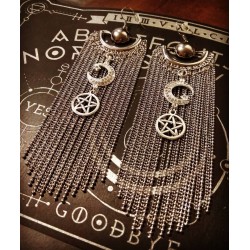 Boucles d'oreilles argentées chaines 666 Moon Kristiana 666