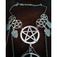 Collier multi chaines argenté 666 Pentagram Day of the Dead Santa Muerte 666