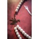 Collier perles crème couleur bronze hirondelle steampunk "Tattoo Bird" 