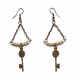 Boucles d'oreilles couleur bronze perles et plumes "Pearl & Key" 