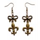 Boucles d'oreilles couleur bronze fleur de lys "Royalty" 