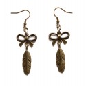 Boucles d'oreilles couleur bronze plume "Feather" 