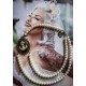 Collier perles crème bronze Mexican Sugar Skulls cavalera steampunk ♰Sailor Jerry♰
