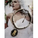 Collier perles crème argenté Boho Chic Pearl steampunk ♰Je ne regrette rien♰