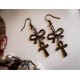 Boucles d'oreilles bronze ankh égyptien steampunk ☥ Pirate Skull ☥