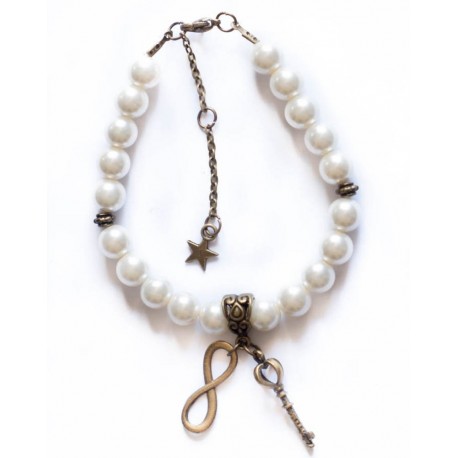 Bracelet perles couleur bronze "Pearl Bronze" 