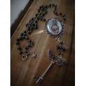 Chapelet rosaire argenté camée steampunk summer ♰Skully Pineapple♰ 