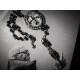 Chapelet rosaire perles noires argenté camée Mexican Sugar Skulls calavera gypsy bohème ♰twin Sisters♰