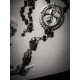 Chapelet rosaire perles noires argenté camée Mexican Sugar Skulls calavera gypsy bohème ♰twin Sisters♰