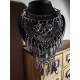 Collier maxi plastron argenté plumes steampunk Khaleesi Mother of Dragons ♰Game of Thrones♰ 