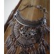 Collier maxi plastron argenté plumes steampunk Khaleesi Mother of Dragons ♰Game of Thrones♰ 