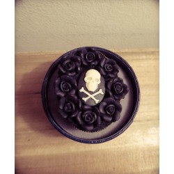 Bague réglable bronze cabochon camée goth "Cupcake Skulls" 