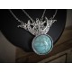 Collier plastron dentelle argenté turquoise Ankh Moon ♠ Cleopatra ♠