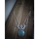 Collier plastron dentelle argenté turquoise Ankh Moon ♠ Cleopatra ♠