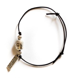 Bracelet couleur argentée "Bouddha" 