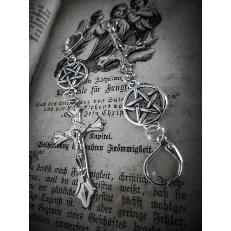 Boucles d'oreilles argentées dentelle pentagram ♠ 666 Antechrist 666 ♠ 