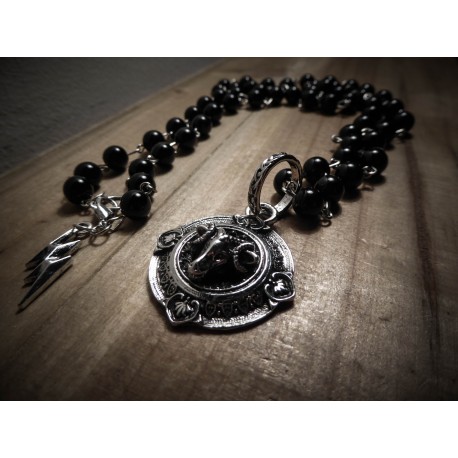 chapelet argenté perles noires storm ♰666 Devil 666♰ 