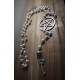 Chapelet rosaire ivoire argenté pentagram goth ♰666 Skull 666♰