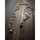 Chapelet rosaire ivoire argenté pentagram goth ♰666 Skull 666♰