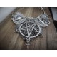 Collier maxi plastron dentelle argenté goth pentagram ♰666 Devil Catcher 666♰ 