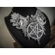 Collier maxi plastron dentelle argenté goth pentagram ♰666 Devil Catcher 666♰ 