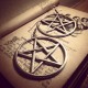 Boucles d'oreilles argentées goth pentagram "666" 