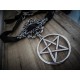 Collier satin brodé noir argenté Arabesque punk goth ♰ 666 Pentagram 666 ♰ 