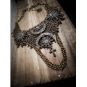 Collier plastron dentelle bronze doré pentagram ♰666 Moon Witch 666♰ 