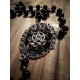 Rosaire chapelet perles noires cabochon pentagram ♰666 Vampiria 666♰ 