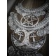 Collier maxi plastron double lune argenté ankh pentagram ♰666 Devil Catcher 666♰