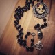 Chapelet rosaire argenté camée femme Mexican Sugar Skulls calavera gypsy bohème lys "Skulls & Roses"