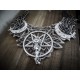 Collier maxi plastron dentelle argenté goth pentagram ♰666 SkullBird 666♰