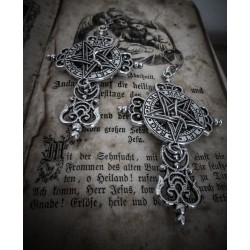 Boucles d'oreilles argentées goth crucifix "666 Pentagram 666" 