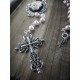Chapelet rosaire argenté camée femme Mexican Sugar Skulls calavera gypsy bohème croix "Skulls & Roses" 