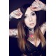 Collier plastron pics cuir argenté goth punk storm ♰666 Marilyn Manson 666♰ 