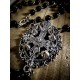 Chapelet rosaire perles noires argenté Les 7 péchés capitaux ♰ Gourmandise ♰