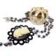 Chapelet rosaire perles noires camée noir femme Mexican Sugar Skulls calavera gypsy bohème "Dia de los Muertos"