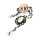 Chapelet rosaire perles noires camée noir femme Mexican Sugar Skulls calavera gypsy bohème "Sleepy Hollow" 