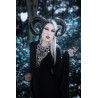 Collier maxi plastron lune argenté goth pentagram ♰666 Baphomet 666♰ 