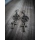 Boucles d'oreilles bronze goth pentagram "666 Ankh 666"