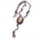 Chapelet rosaire perles noires camée femme Mexican Sugar Skulls calavera gypsy bohème "Sleepy Hollow" 