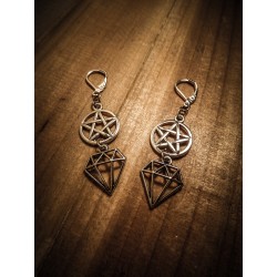 Boucles d'oreilles pentagram "666 Diamond Girl 666"