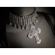Collier argenté choker strass glam and shine "Fashionista"