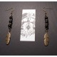 Boucles d'oreilles bronze perles noires Plumes Bohème Indien Chic"MC Ink" 